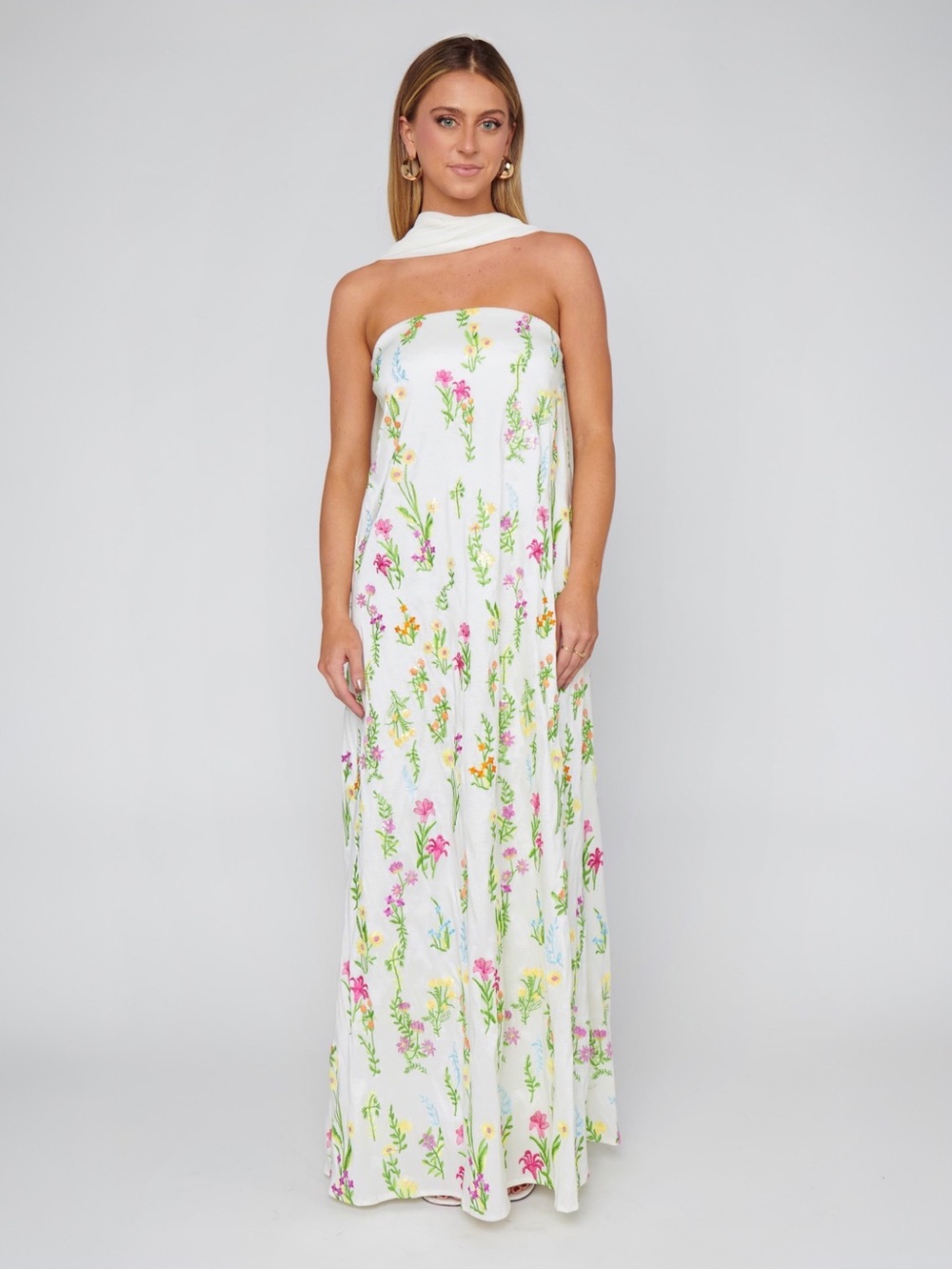 Show Me Your MuMu Riley Strapless Floral Maxi Dress Sz M MSRP $298 NEW